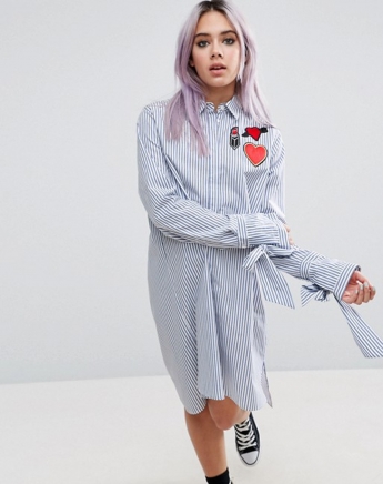 My favorite navy striped shirtdress